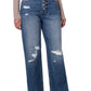 Button up super high rise straight jeans