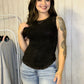 Zenana Black acid wash high neck tank