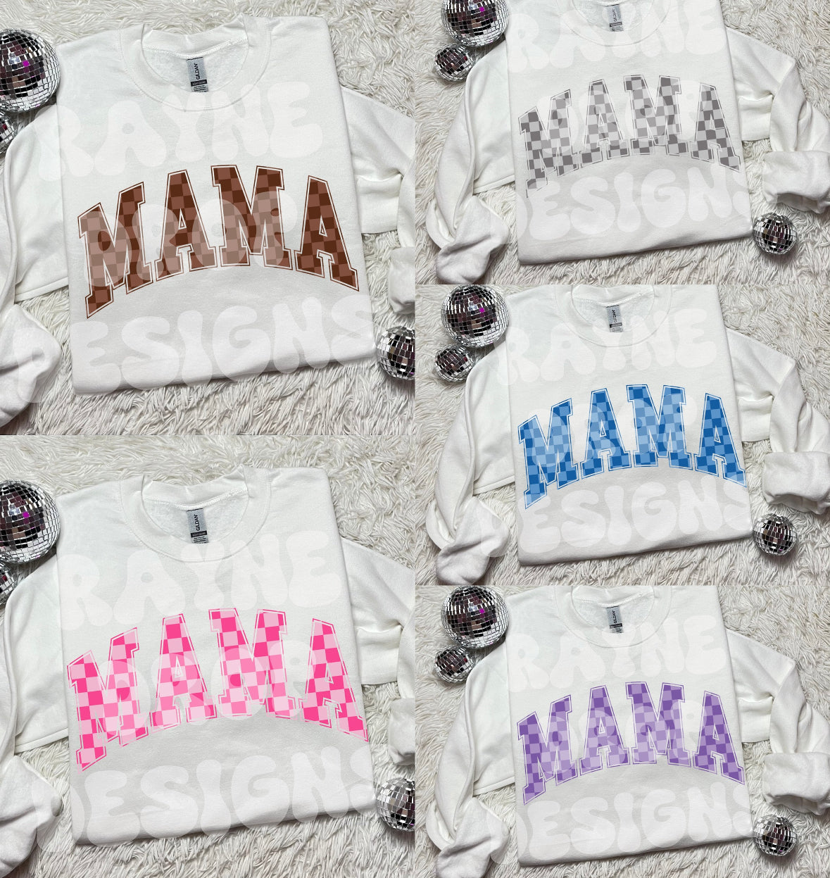 Mama checkered (Leave design color in notes at checkout)