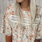 Floral Round Neck Short Sleeve Blouse