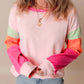Color Block Round Neck Long Sleeve Top
