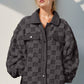 Double Take Button Up Fuzzy Checkered Shacket