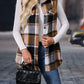 Plaid Button Up Vest Coat