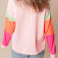 Color Block Round Neck Long Sleeve Top