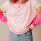 Color Block Round Neck Long Sleeve Top