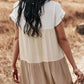 Color Block Round Neck Tiered Dress