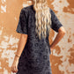 Leopard Round Neck Dropped Shoulder Dress with Pockets