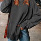 Dropped Shoulder Round Neck Long Sleeve Blouse