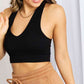 Zenana Ribbed Racerback Sports Bra in Black