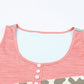 Leopard Color Block Decorative Button Tank