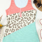 Leopard Color Block Decorative Button Tank