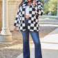 Double Take Full Size Checkered Button Front Coat with Pockets