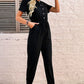 Button Front Short Sleeve Jogger Jumpsuit