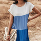 Color Block Round Neck Tiered Dress