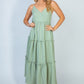 White Birch Golden Age Full Size Sleeveless Foil Tiered Dress
