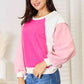 Double Take Color Block Dropped Shoulder Sweatshirt