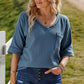 Textured V-Neck Half Sleeve Blouse