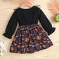 Printed Round Neck Flounce Sleeve Dress