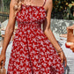 Floral Smocked Waist Tie Shoulder Dress