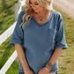 Textured V-Neck Half Sleeve Blouse