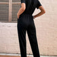 Button Front Short Sleeve Jogger Jumpsuit