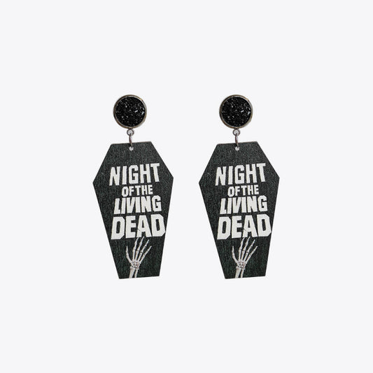 Coffin Shape Wooden Dangle Earrings