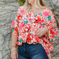 Plus Size Floral V-Neck Half Sleeve Shirt