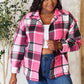 Double Take Plaid Button Up Collared Neck Jacket