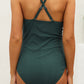 Ribbed Spaghetti Strap One-Piece Maternity Swimsuit