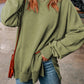 Dropped Shoulder Round Neck Long Sleeve Blouse