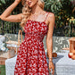 Floral Smocked Waist Tie Shoulder Dress