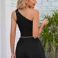 Smocked One-Shoulder Sleeveless Top and Shorts Set