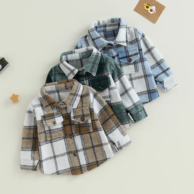 Kids plaid Shackets (TAT: 10-20 days)