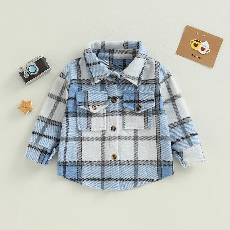 Kids plaid Shackets (TAT: 10-20 days)