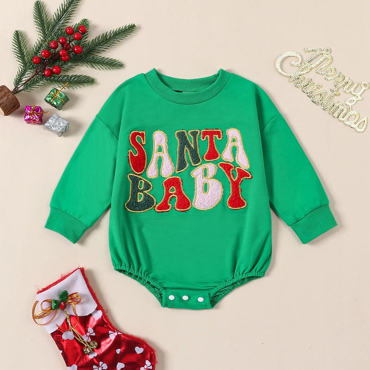 Santa baby bubble romper (TAT: 10-20 days)