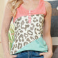 Leopard Color Block Decorative Button Tank