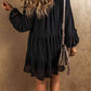 Swiss Dot V-Neck Ruffle Trim Mini Tiered Dress