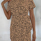 Animal Print Belted Keyhole Round Neck Dress