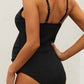 Ribbed Spaghetti Strap One-Piece Maternity Swimsuit