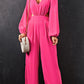 Balloon Sleeve Cutout Plunge Jumpsuit