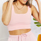 Zenana Daily Grind Ribbed Square Neck Cropped Tank in Pink