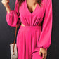 Balloon Sleeve Cutout Plunge Jumpsuit