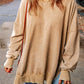 Dropped Shoulder Round Neck Long Sleeve Blouse