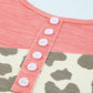 Leopard Color Block Decorative Button Tank