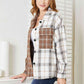 Double Take Plaid Contrast Button Up Shirt Jacket