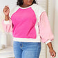 Double Take Color Block Dropped Shoulder Sweatshirt