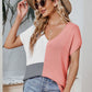 Color Block V-Neck Knit Top