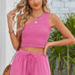 Smocked One-Shoulder Sleeveless Top and Shorts Set