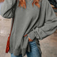 Dropped Shoulder Round Neck Long Sleeve Blouse