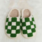 Melody Checkered Print Plush Slide Slippers